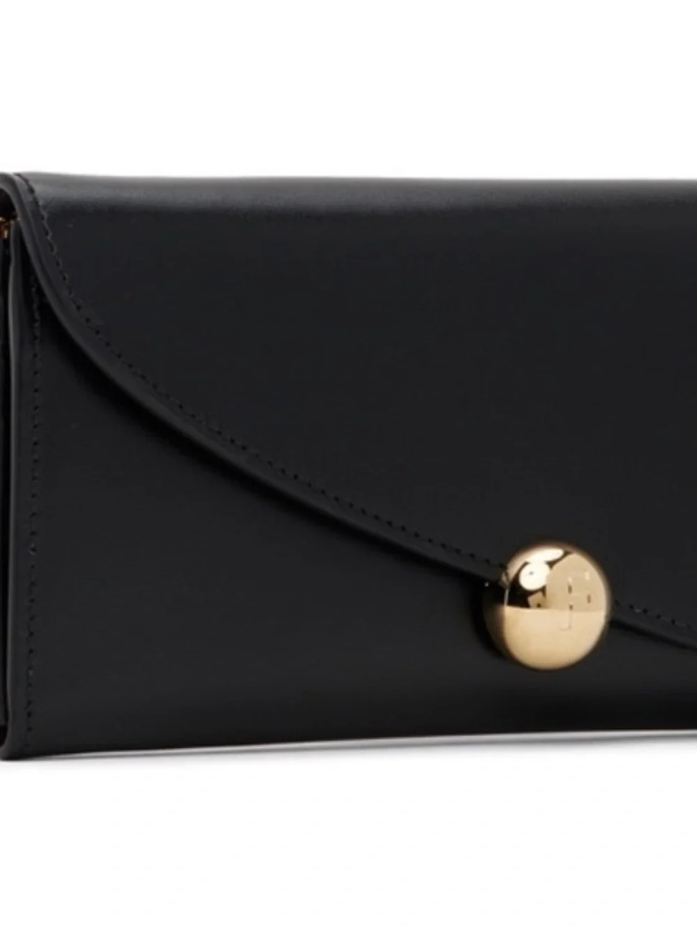 Salvatore Ferragamo Black Leather Clutch with Gold Chain and Button new with tag